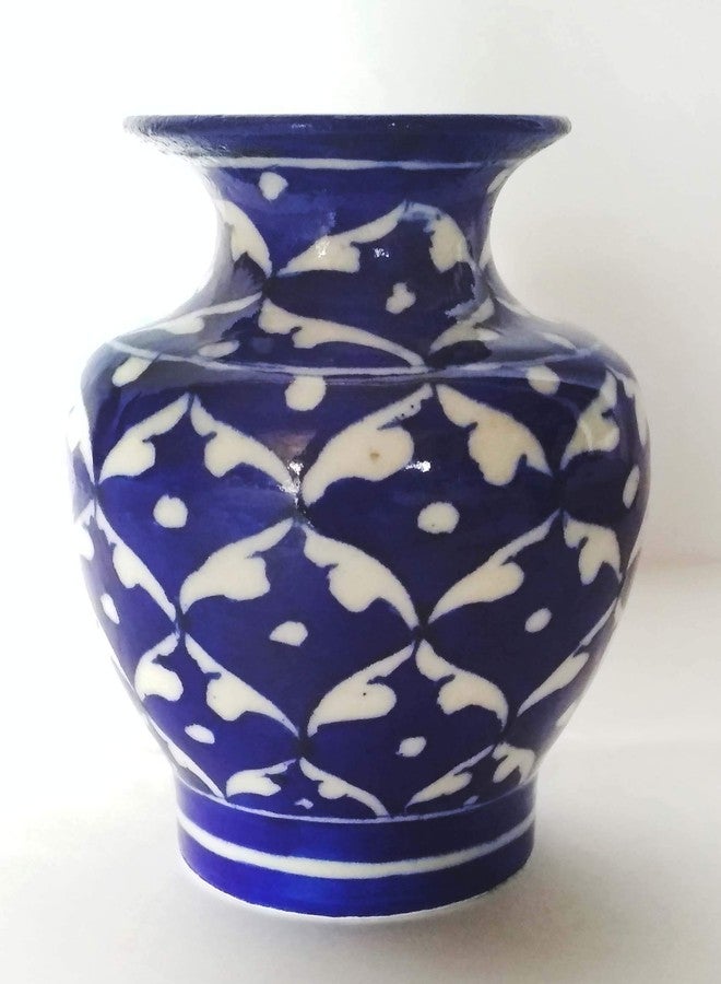 Shiv Kripa Blue Pottery Ceramic Vase (5 Inch, Blue) - Image 1